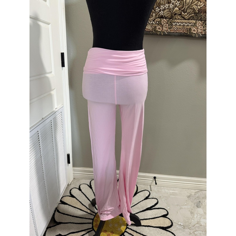 Sweatpants Womens Small Pink Foldover Waist Flare Leg Yoga Lounge Stretch